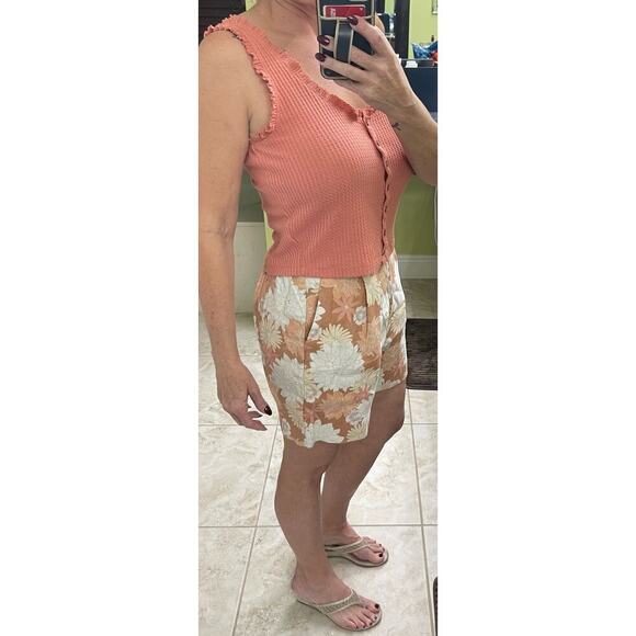 FAHERTY 100% linen NWOT shorts small high waisted warm jicard island - Picture 5 of 6